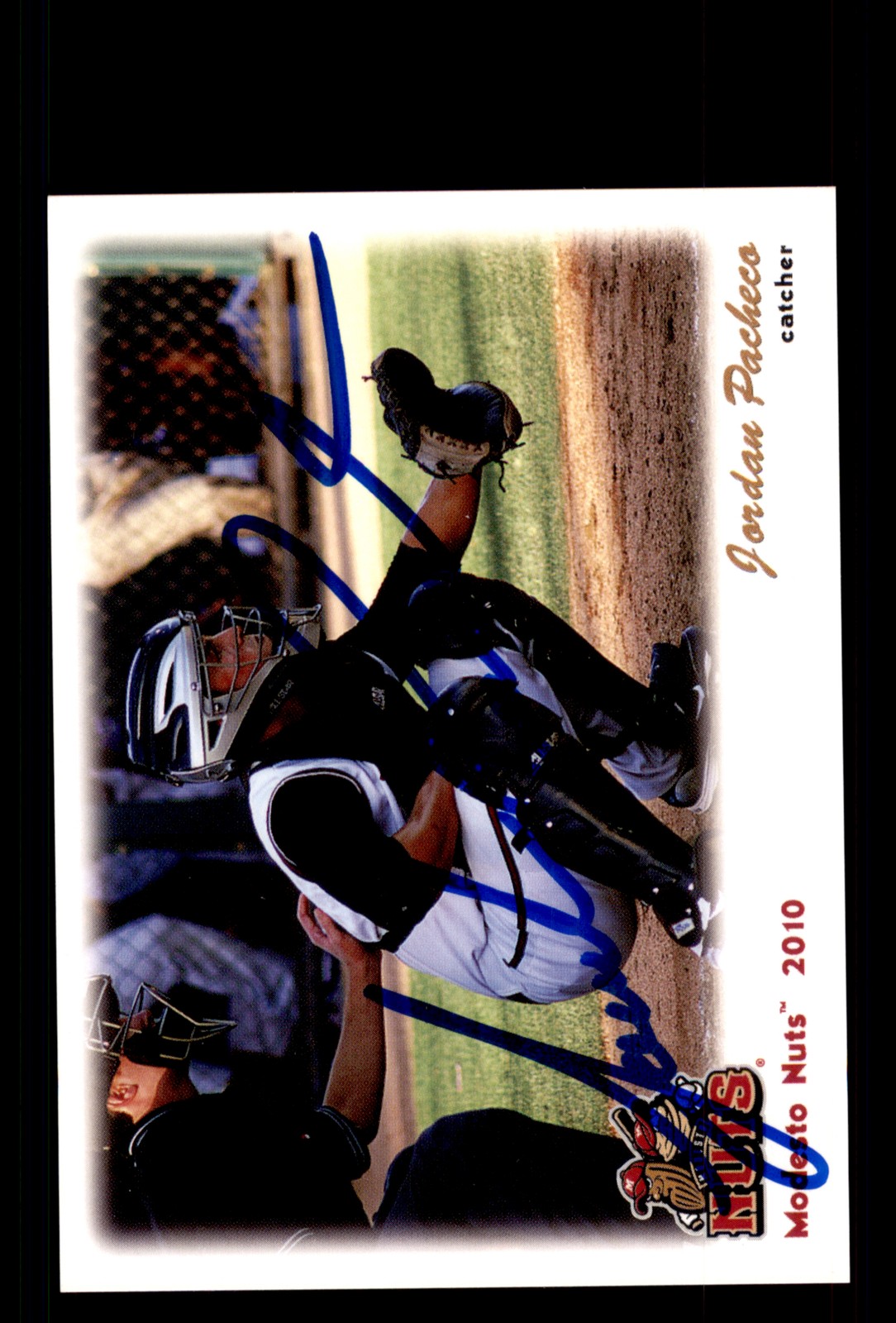 Signed Baseball Card Auto Jordan Pacheco 2010 Grandstand Modesto Nuts