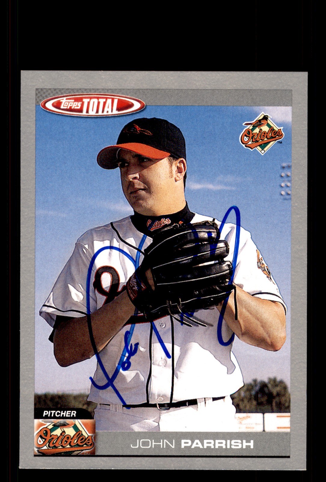 Signed Baseball Card Auto John Parrish 2004 Topps Total #93 Orioles Silver
