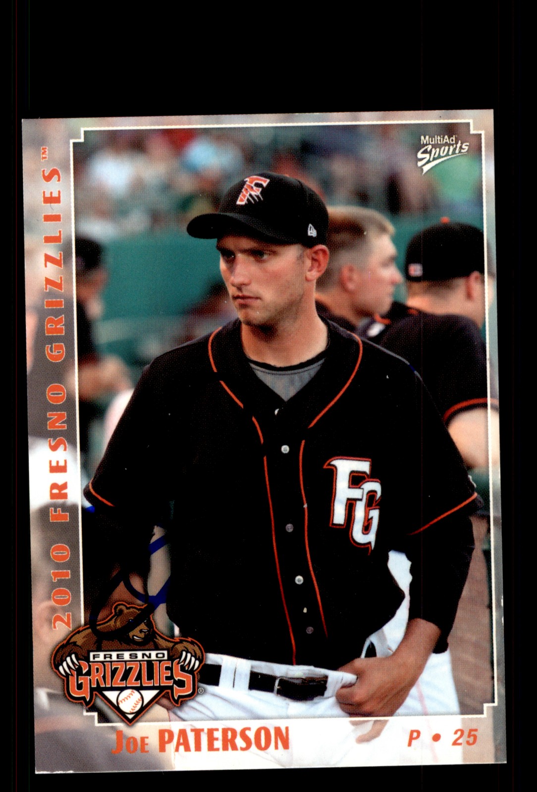 Signed Baseball Card Auto Joe Paterson 2010 MultiAd Fresno Grizzlies