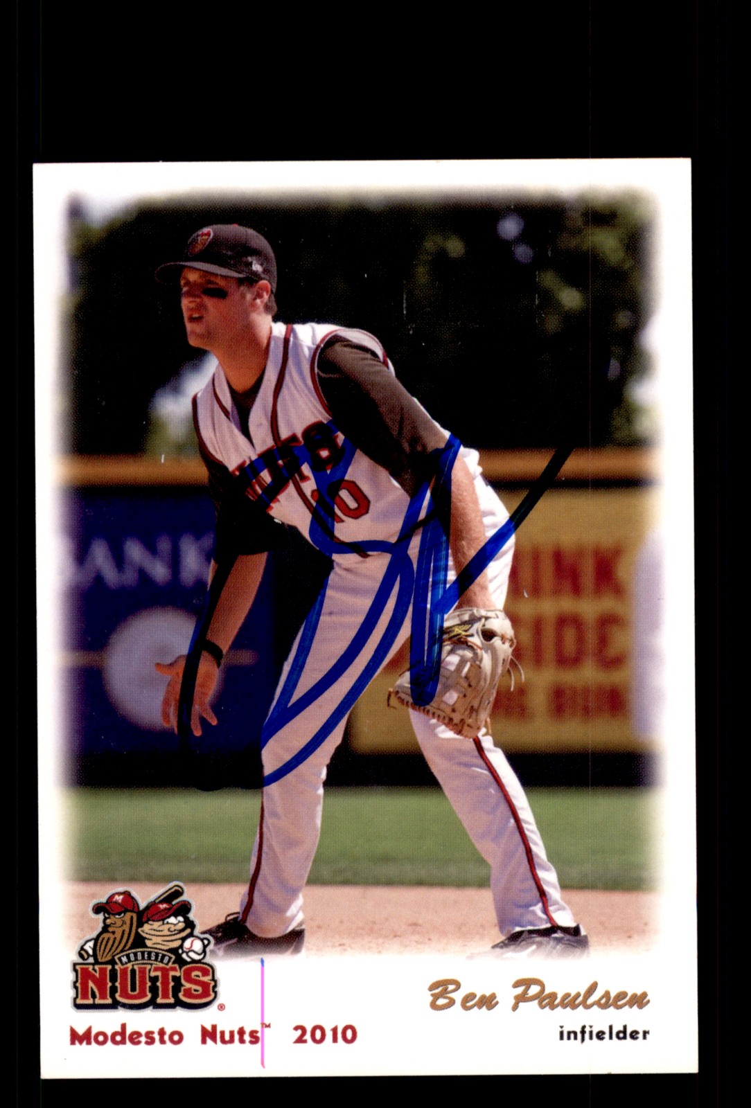 Signed Baseball Card Auto Ben Paulsen 2010 Grandstand Modesto Nuts