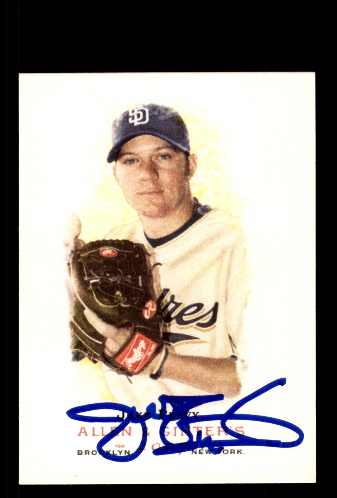 Signed Baseball Card Auto Jake Peavy 2007 Topps Allen & Ginter #295 Padres
