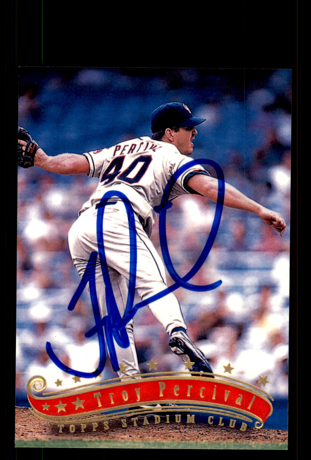 Signed Baseball Card Auto Troy Percival 1997 Stadium Club #232 California Angels
