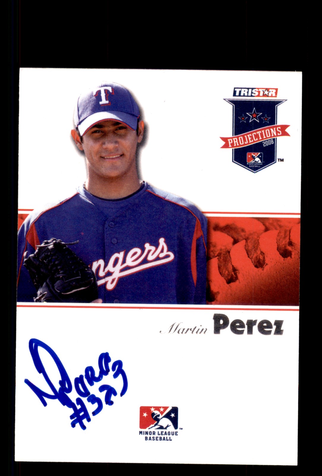 Signed Baseball Card Auto Martin Perez 2008 TriStar PROjections #312 Indians