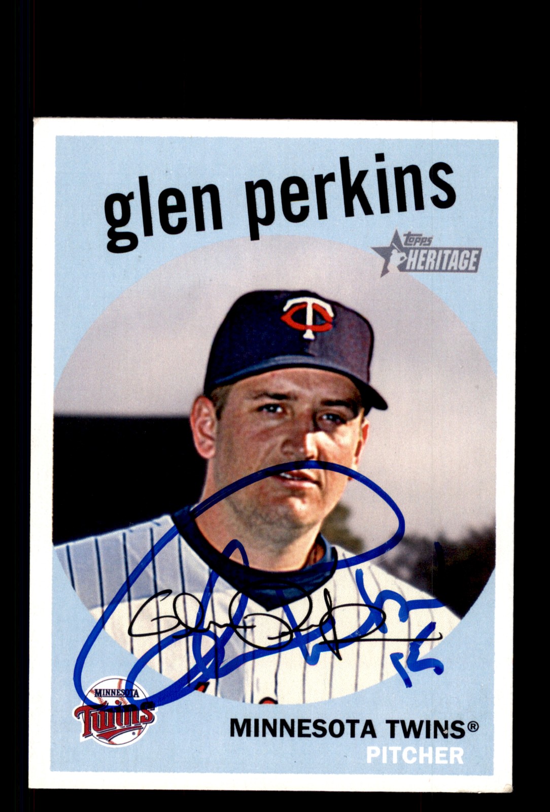 Signed Baseball Card Auto Glen Perkins 2008 Topps Heritage #652 Twins