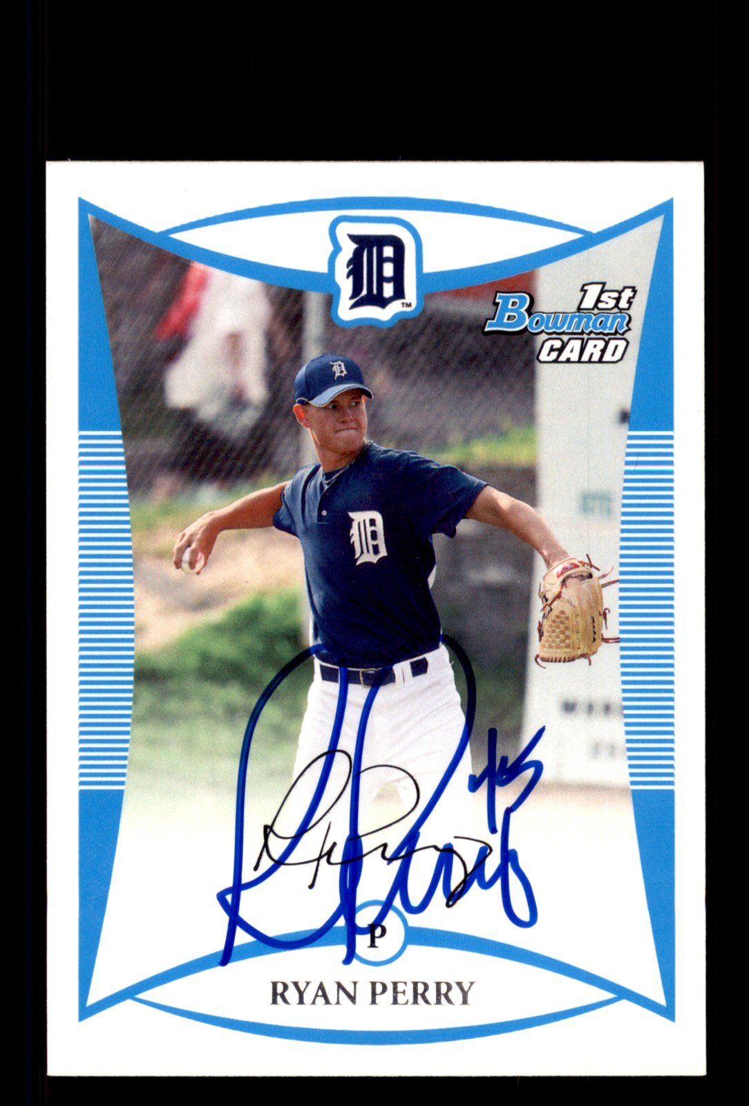 Signed Baseball Card Auto Ryan Perry 2008 Bowman #BDPP13 Detroit Tigers