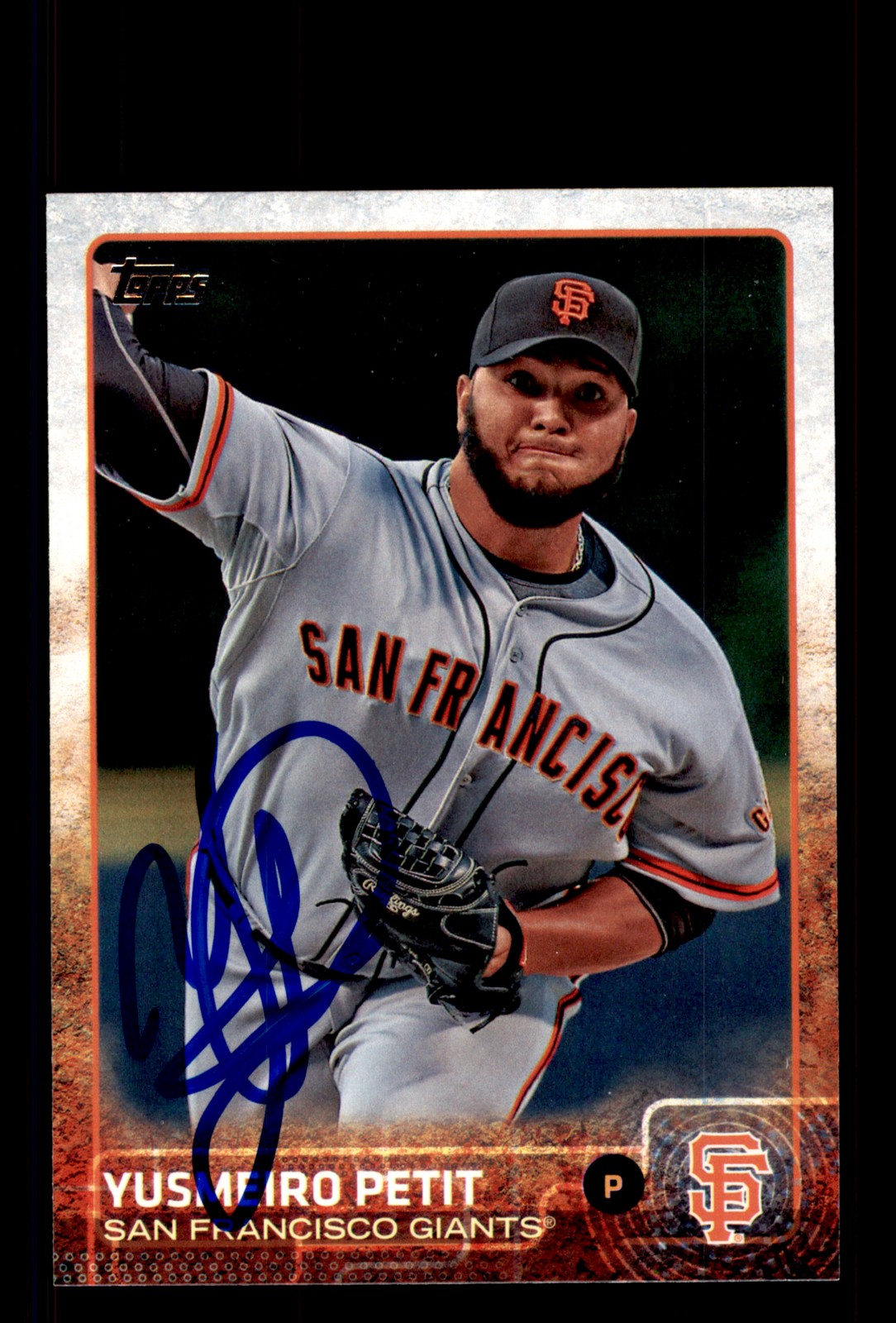 Signed Baseball Card Auto Yusmeiro Petit 2015 Topps #517 San Francisco Giants