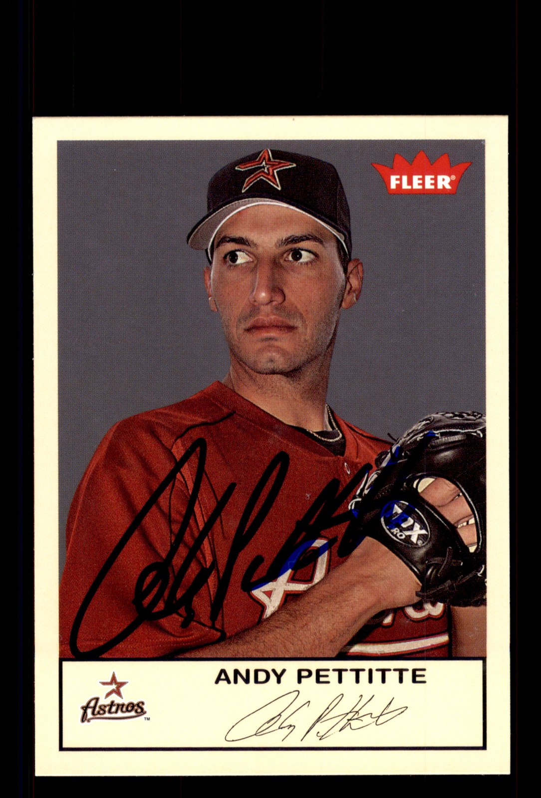 Signed Baseball Card Auto Andy Pettitte 2005 Fleer Tradition #169 Houston Astros