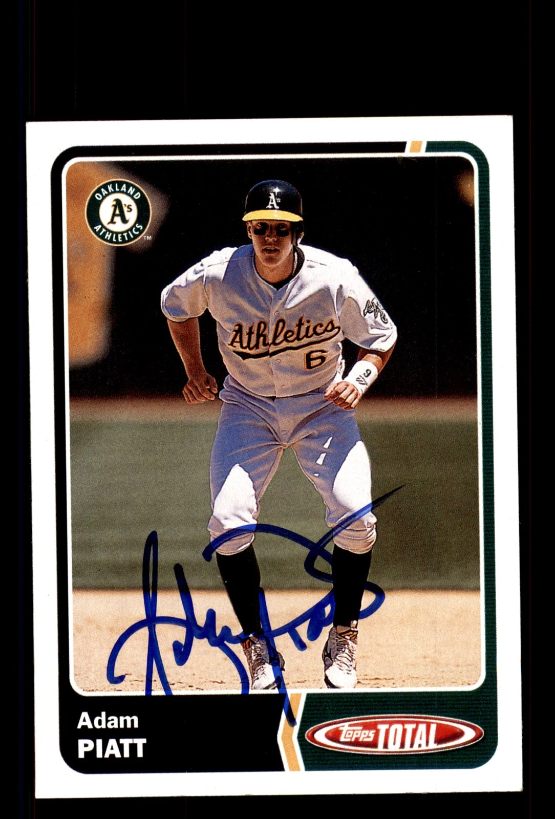 Signed Baseball Card Auto Adam Piatt 2003 Topps Total #14 Oakland Athletics
