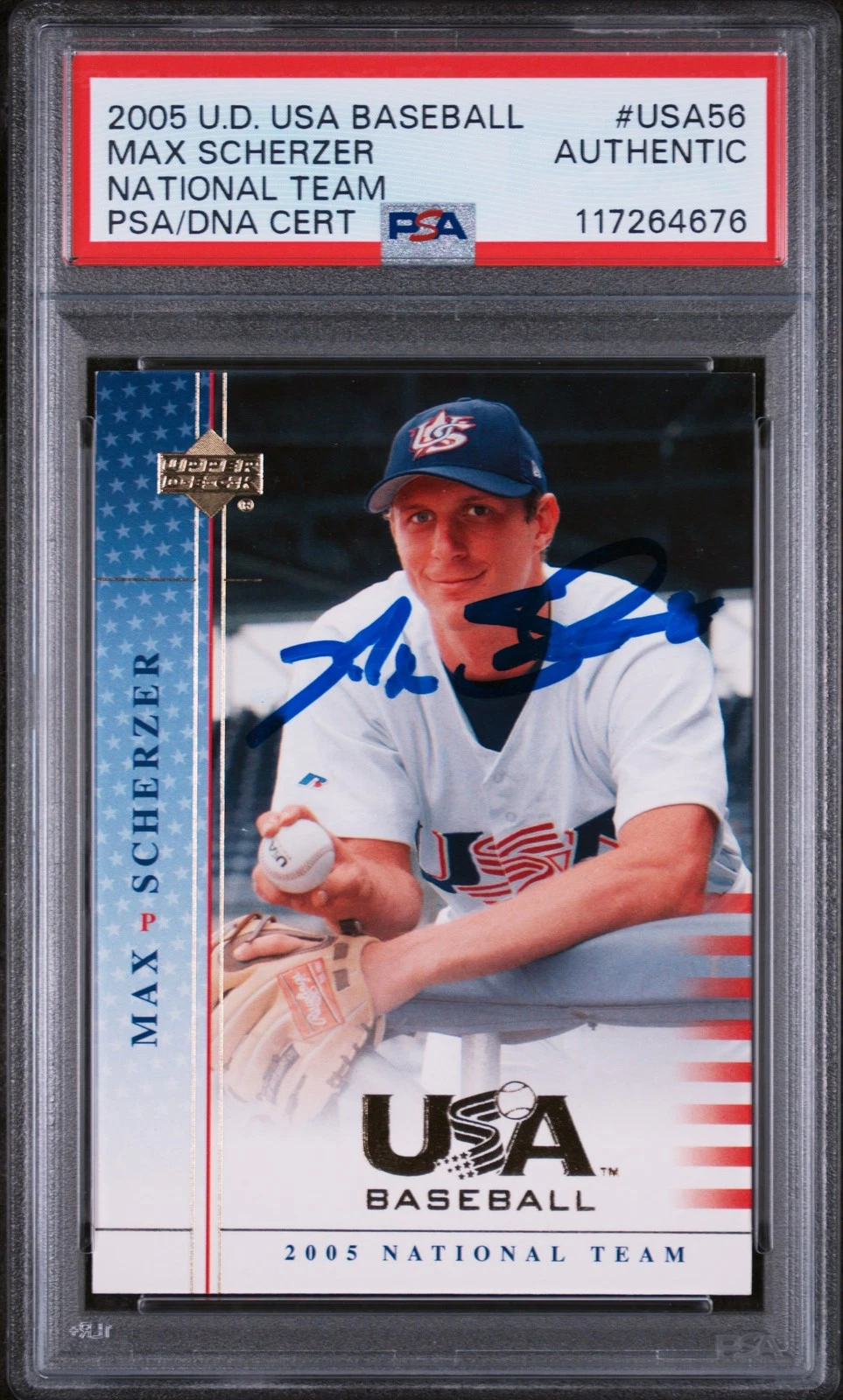 Signed Baseball Card Auto Max Scherzer 2005 Upper Deck Team USA RC PSA/DNA