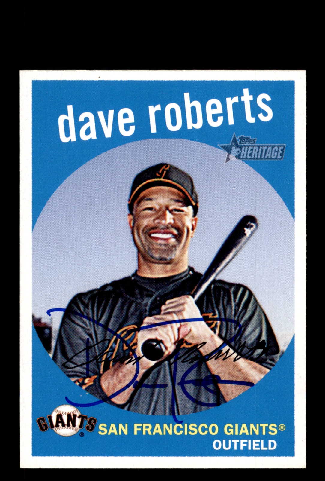 Signed Baseball Card Auto Dave Roberts 2008 Topps Heritage #207 Giants