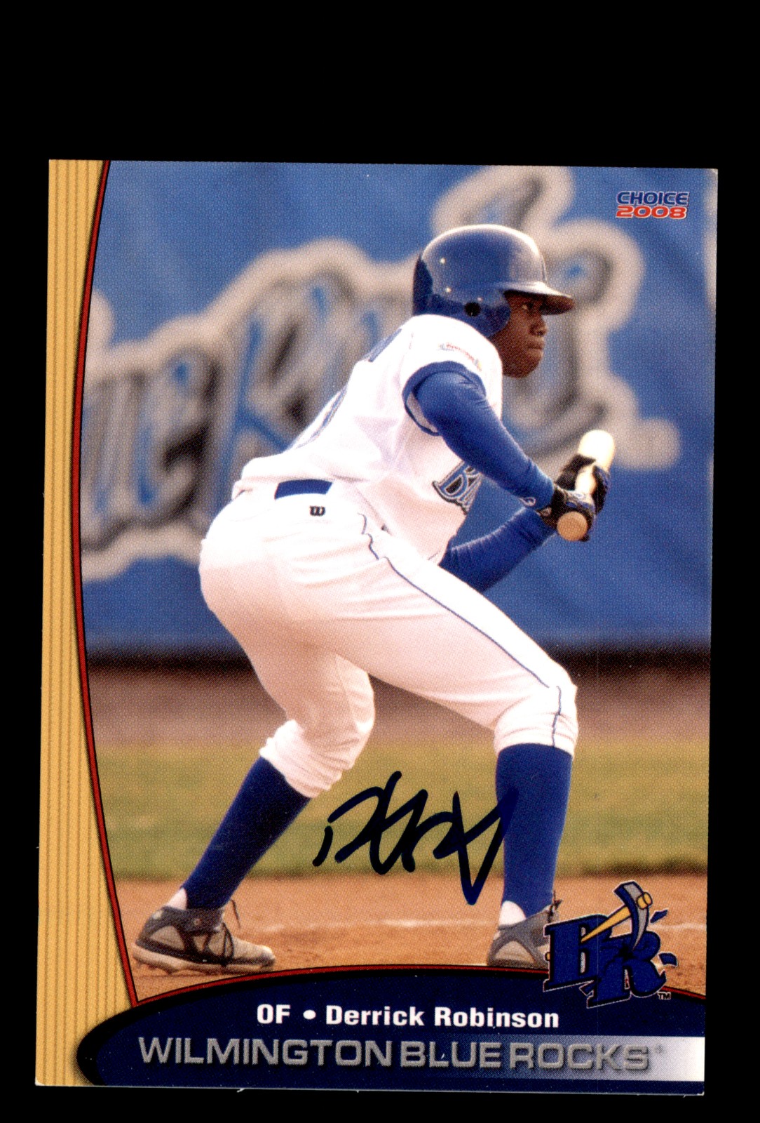 Signed Baseball Card Auto Derrick Robinson 2008 Choice Wilmington Blue Rocks