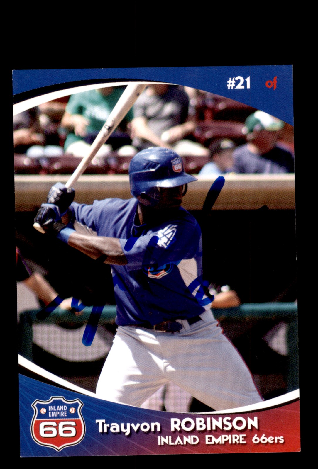 Signed Baseball Card Auto Trayvon Robinson 2009 Grandstand Inland Empire 66ers