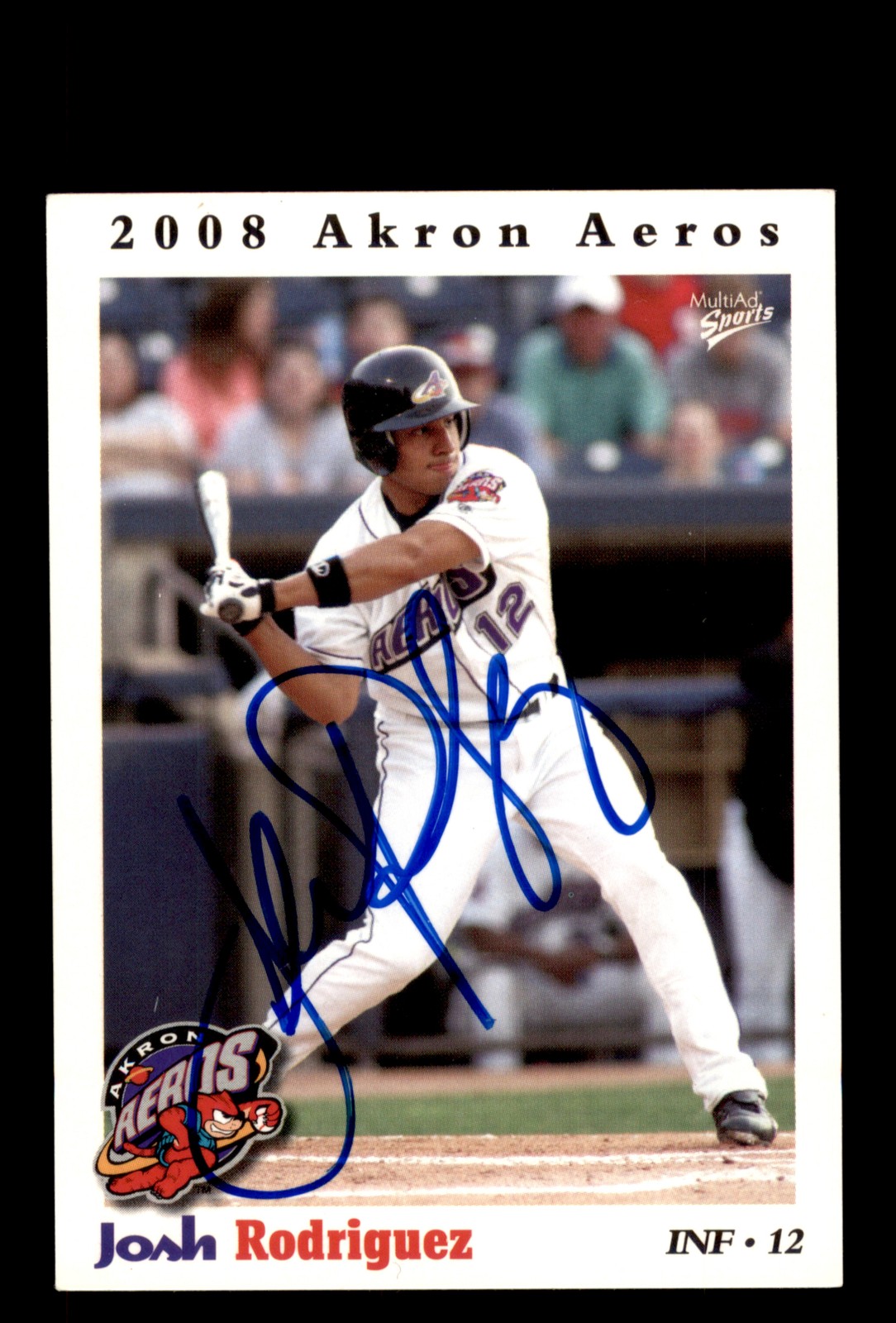 Signed Baseball Card Auto Josh Rodriguez 2008 MultiAd Akron Aeros