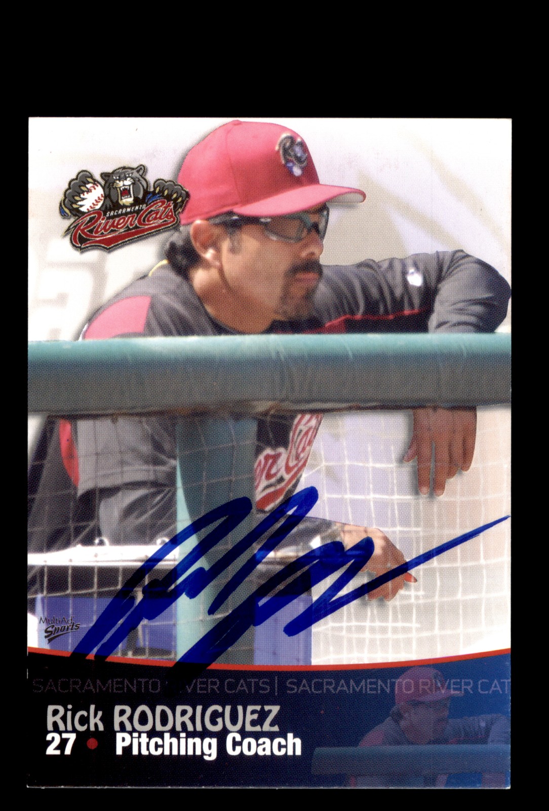 Signed Baseball Card Auto Rick Rodriguez 2009 MultiAd Sacramento River Cats