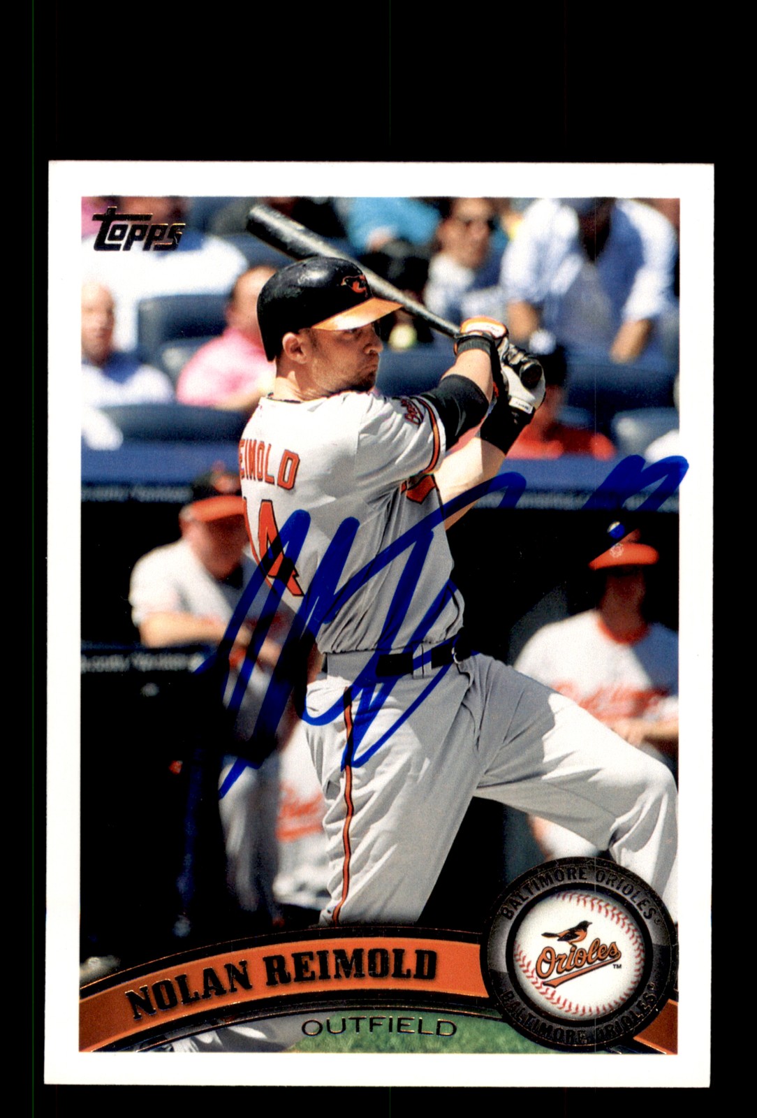 Signed Baseball Card Auto Nolan Reimold 2011 Topps Update #US76 Orioles