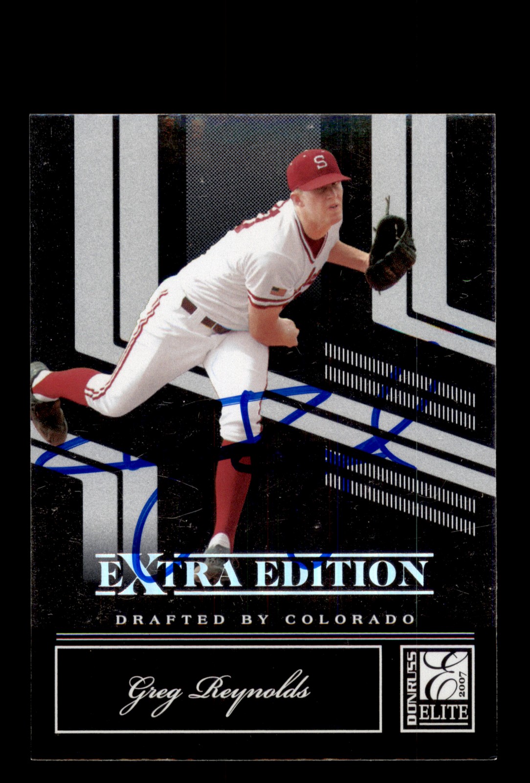 Signed Baseball Card Auto Greg Reynolds 2007 Donruss Elite Extra Edition #22