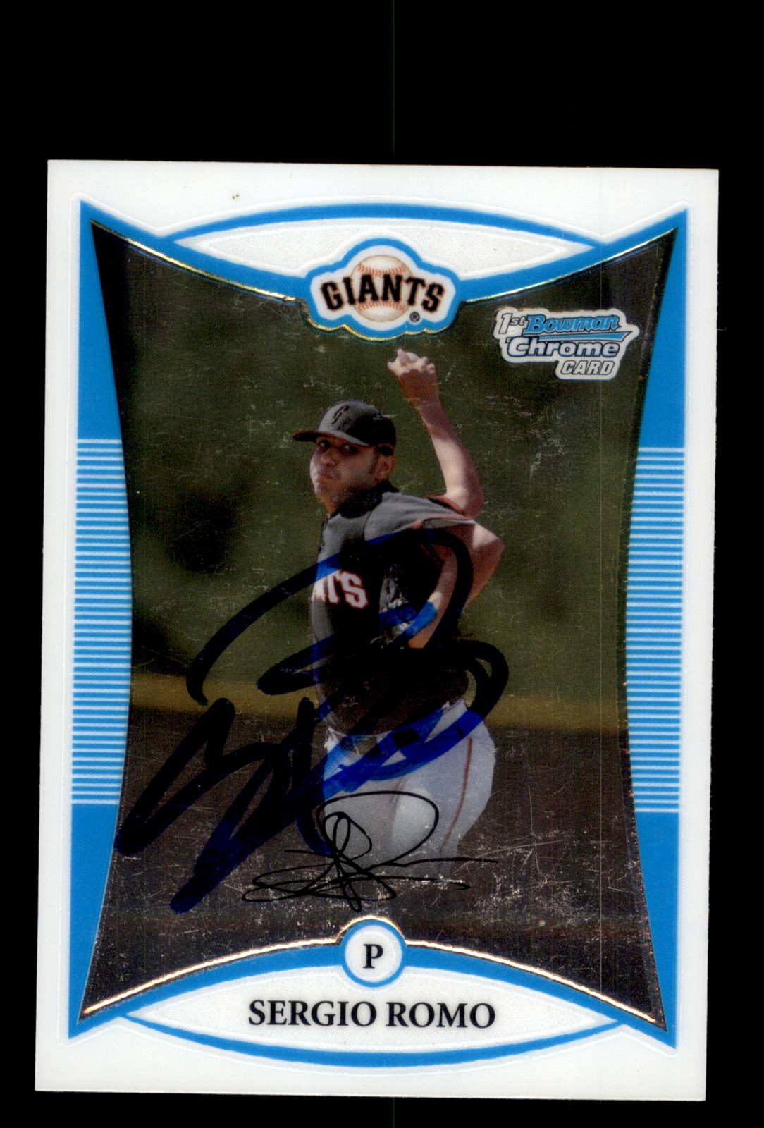 Signed Baseball Card Auto Sergio Romo 2008 Bowman Chrome #BCP4 SF Giants RC