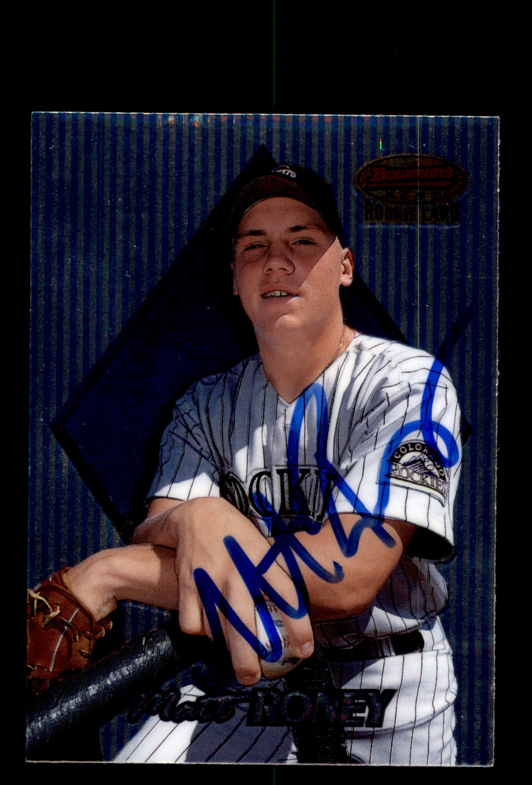 Signed Baseball Card Auto Matt Roney 1999 Bowman's Best #180 Colorado Rockies