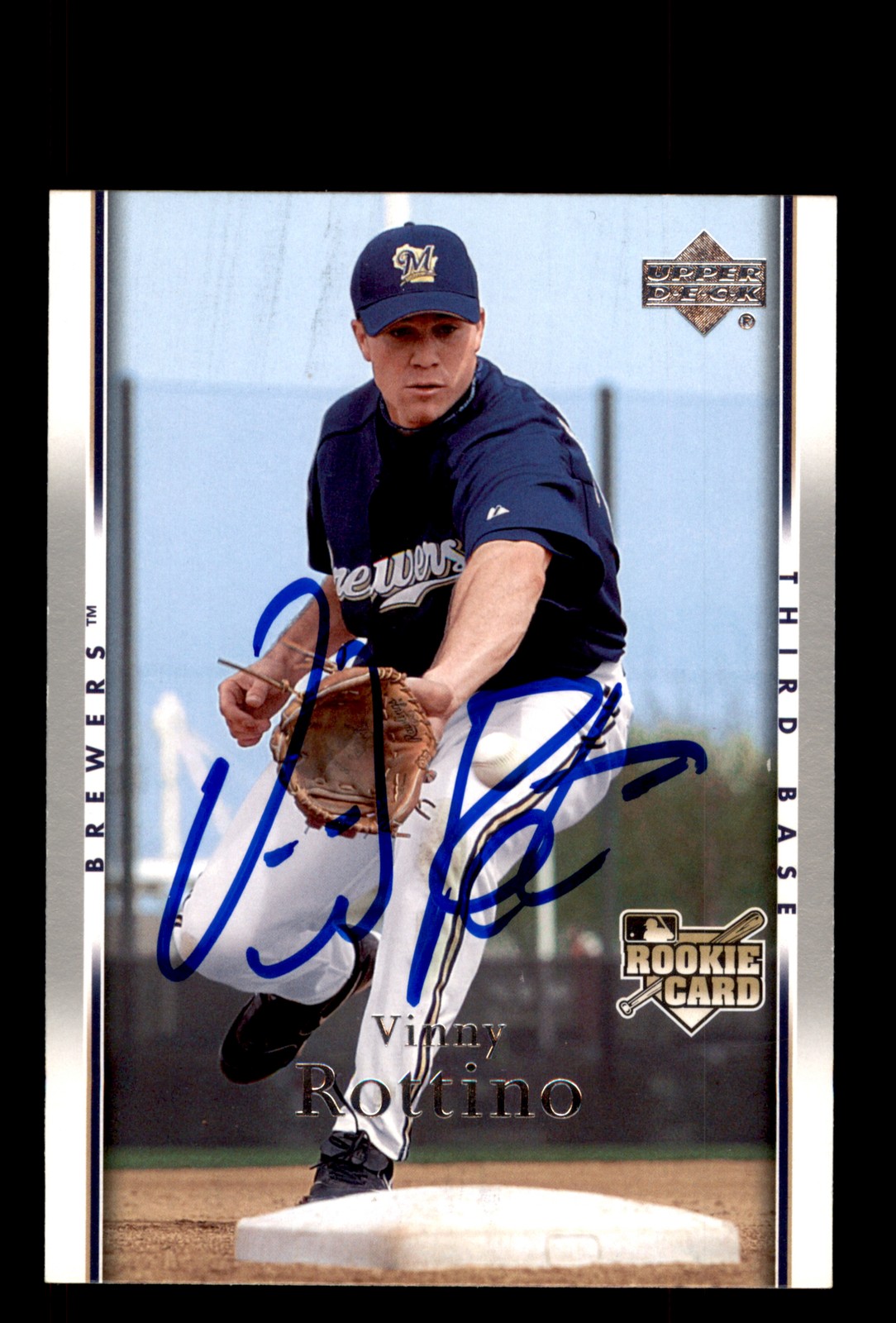 Signed Baseball Card Auto Vinny Rottino 2007 Upper Deck #26 Milwaukee Brewers
