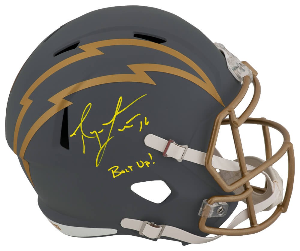 Ryan Leaf Signed Chargers SLATE Riddell Full Size Rep Helmet w/Bolt Up -(SS COA)