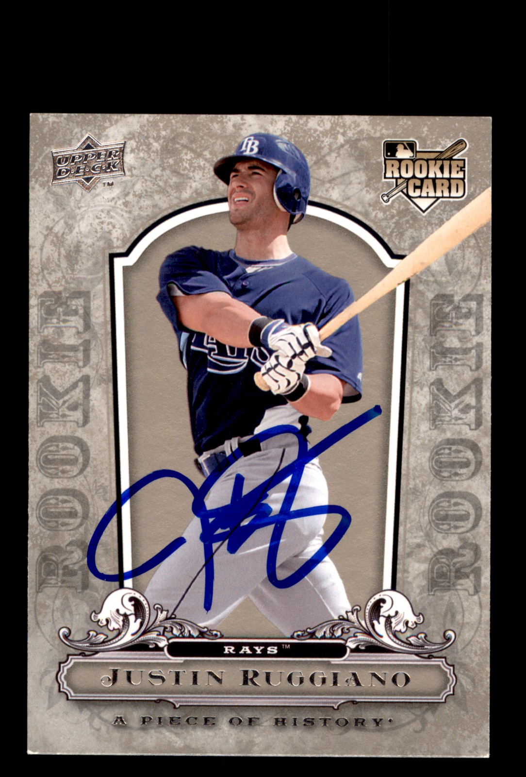 Signed Baseball Card Auto Justin Ruggiano 2008 Upper Deck A Piece of History