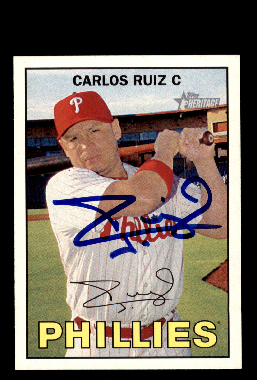 Signed Baseball Card Auto Carlos Ruiz 2016 Topps Heritage #138 Phillies