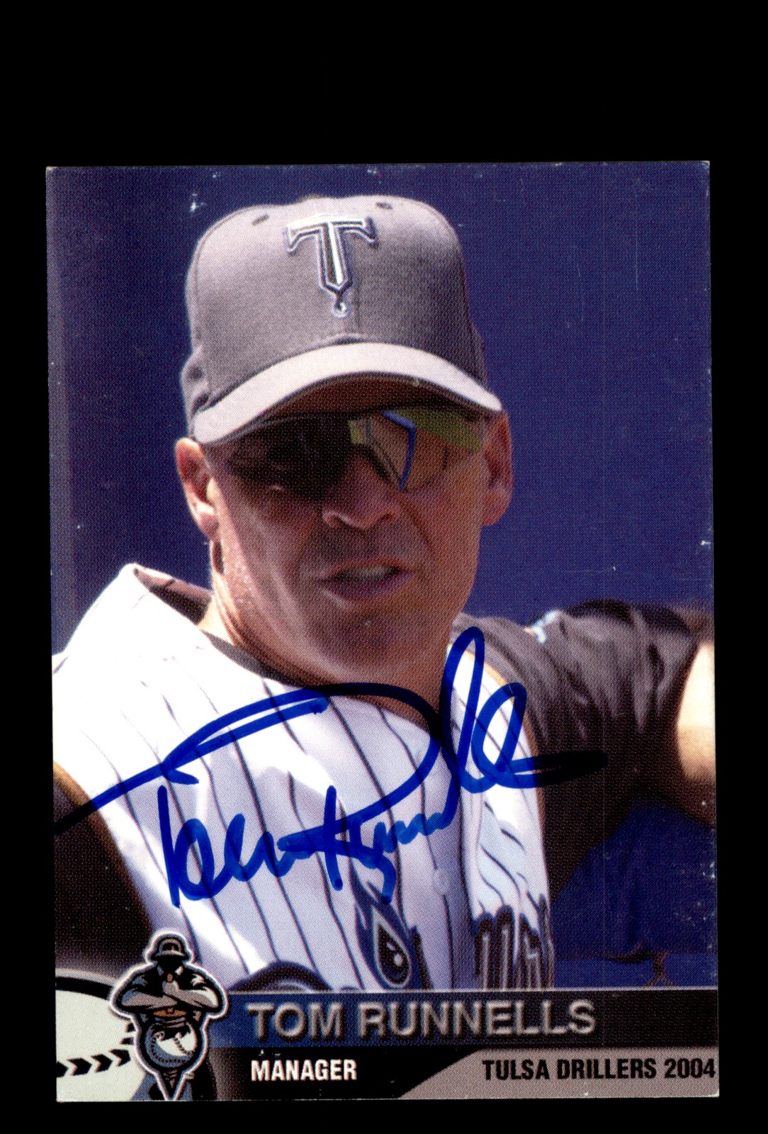 Signed Baseball Card Auto Tom Runnells 2004 Tulsa Drillers Police