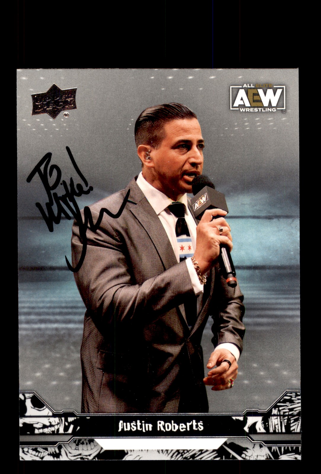 Signed Wrestling Card Auto Justin Roberts 2023 Upper Deck AEW #87 