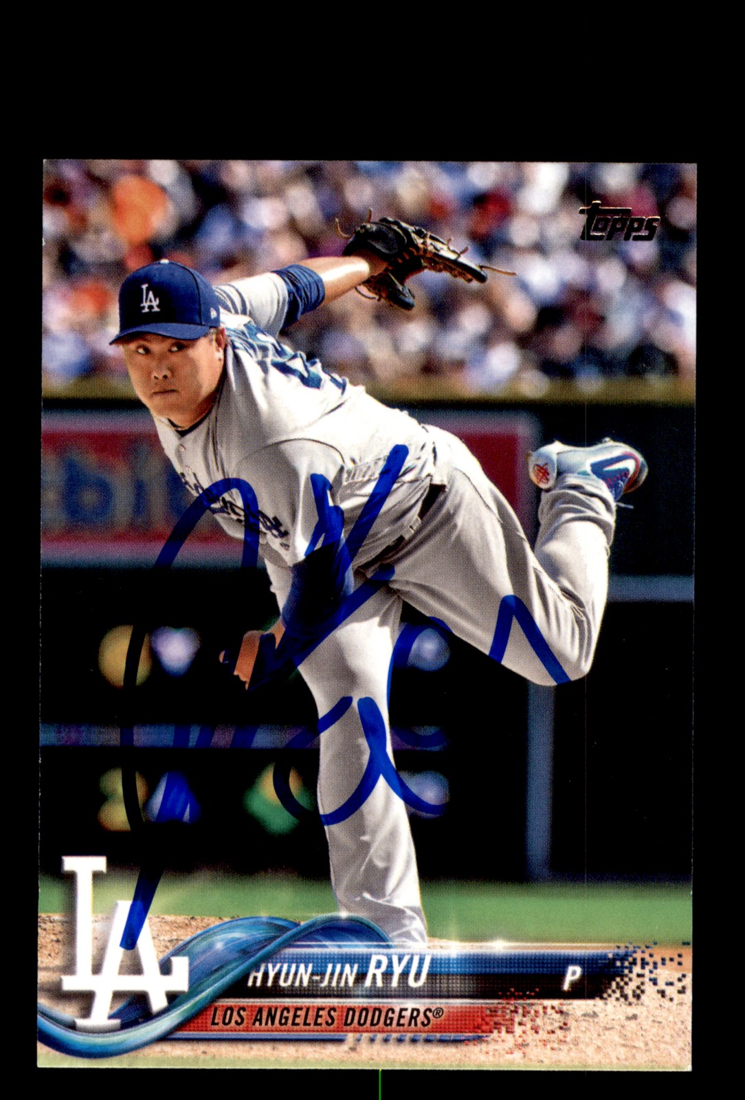 Signed Baseball Card Auto Hyun-Jin Ryu 2018 Topps #US179 Los Angeles Dodgers