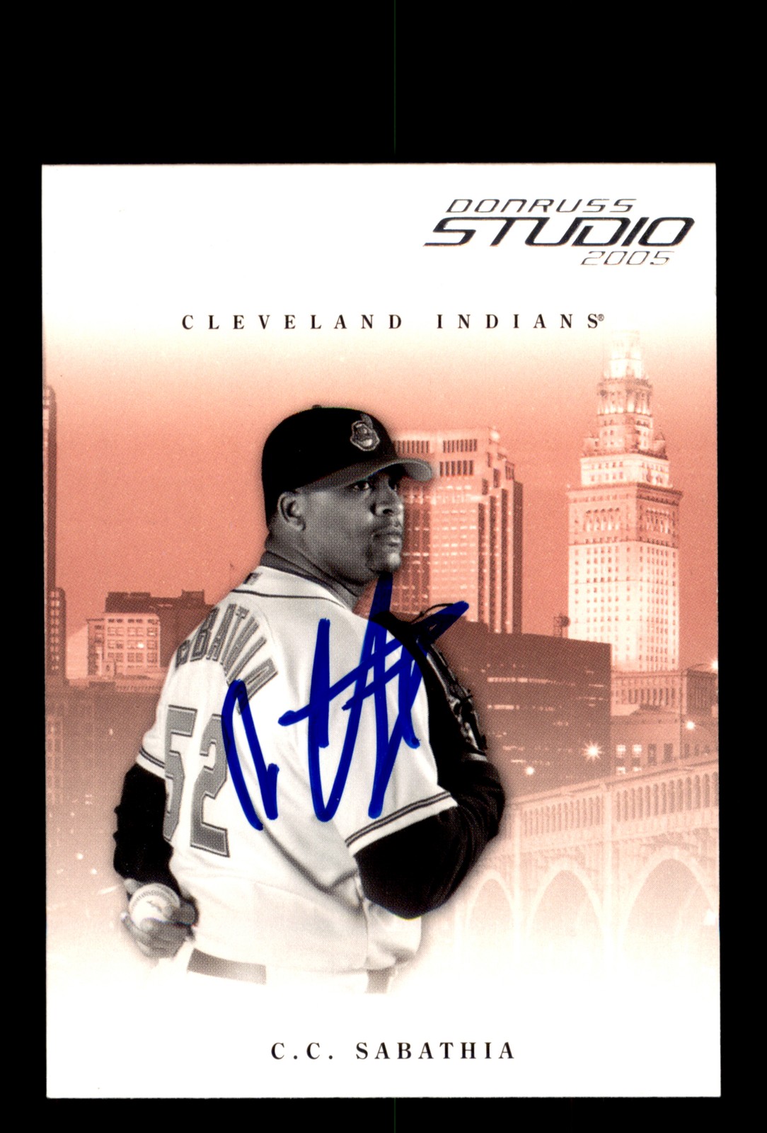 Signed Baseball Card Auto C.C. Sabathia 2005 Donruss Studio #86 Indians