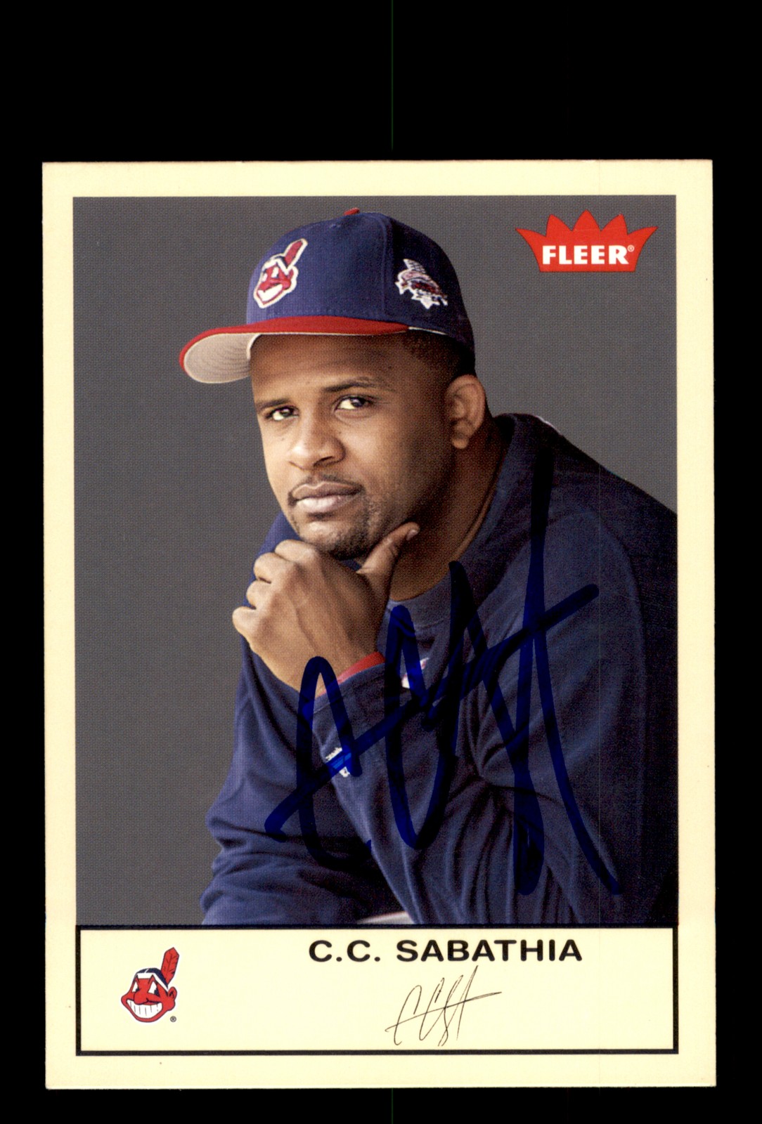 Signed Baseball Card Auto C.C. Sabathia 2005 Fleer Tradition #207 Indians