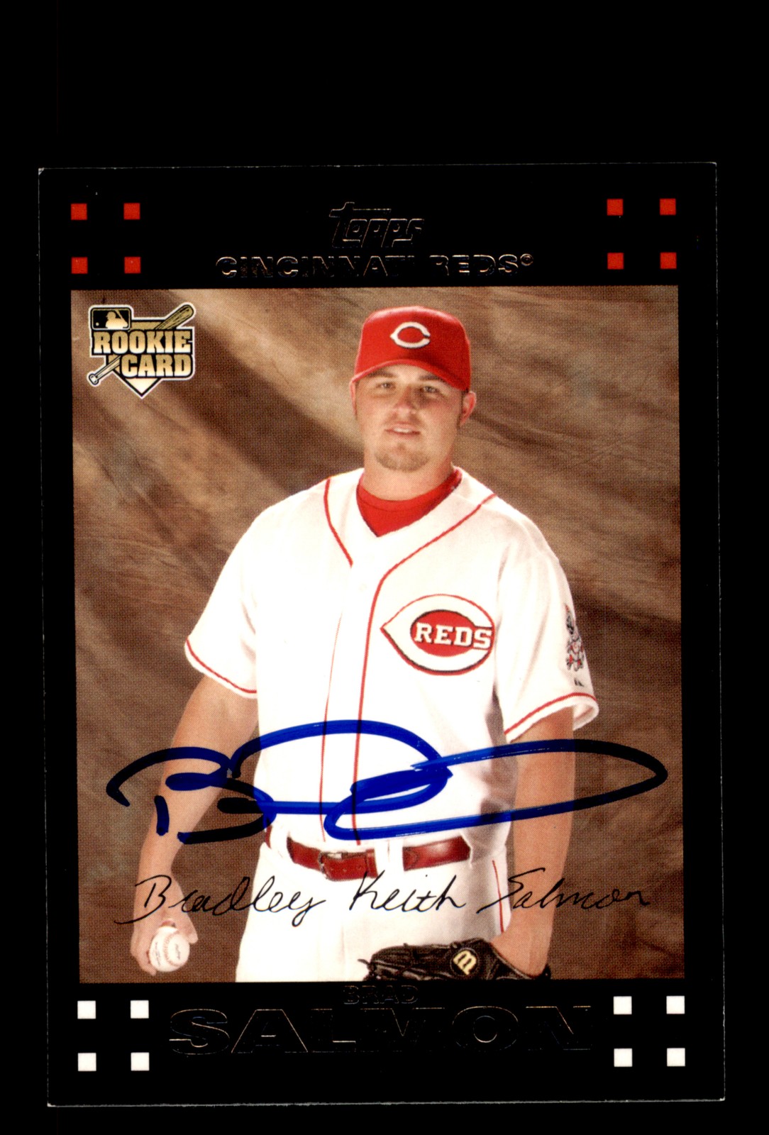 Signed Baseball Card Auto Brad Salmon 2007 Topps #UH200 Cincinnati Reds