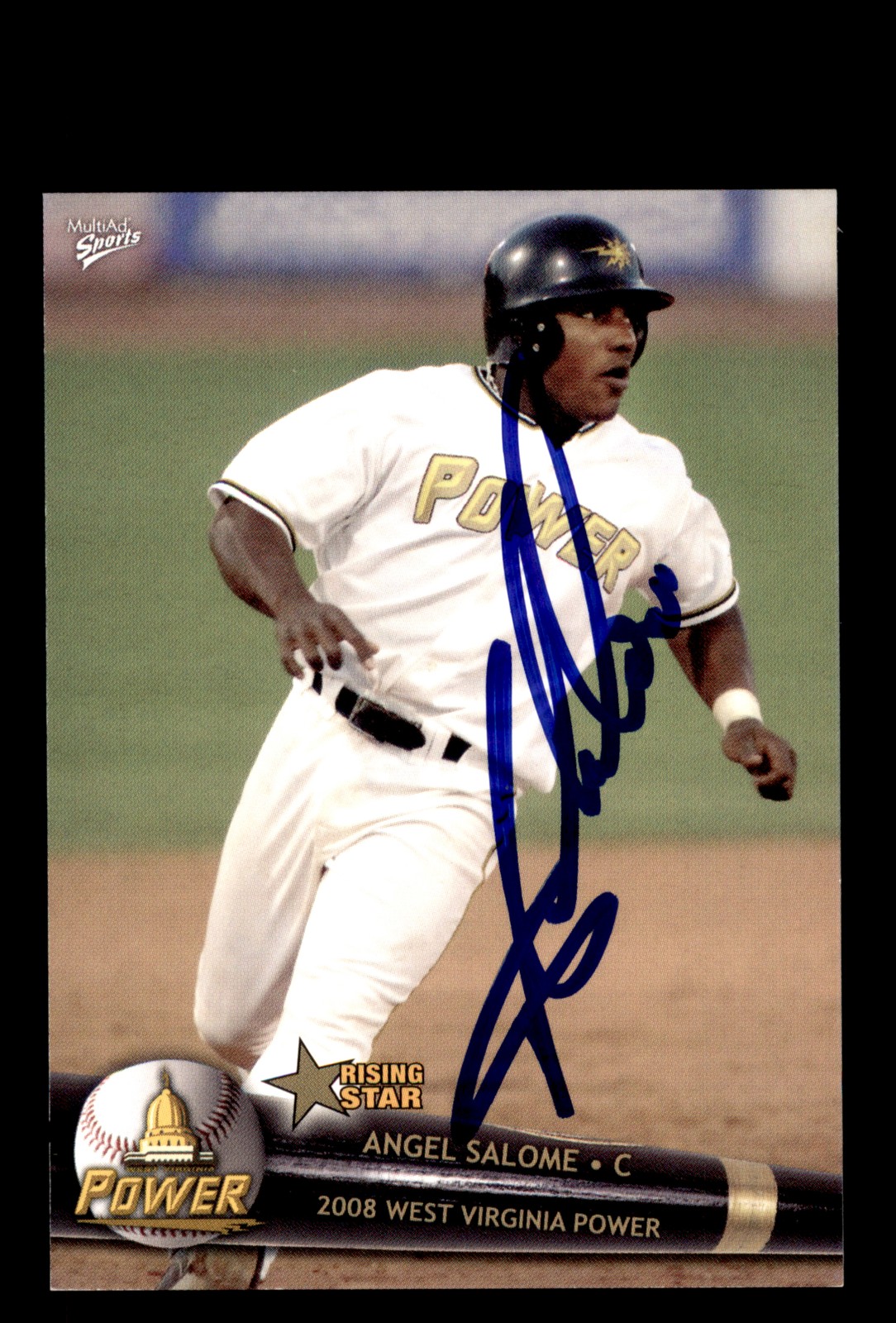 Signed Baseball Card Auto Angel Salome 2008 MultiAd West Virginia Power