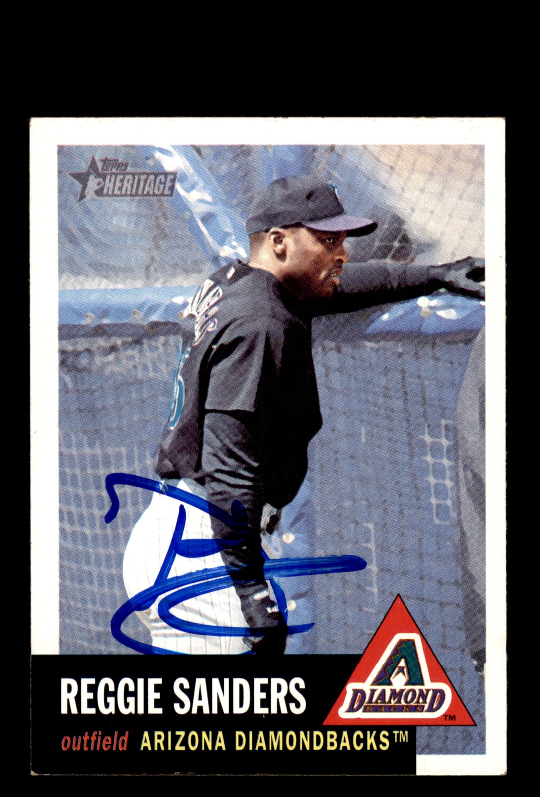 Signed Baseball Card Auto Reggie Sanders 2002 Topps Heritage #55 Diamondbacks