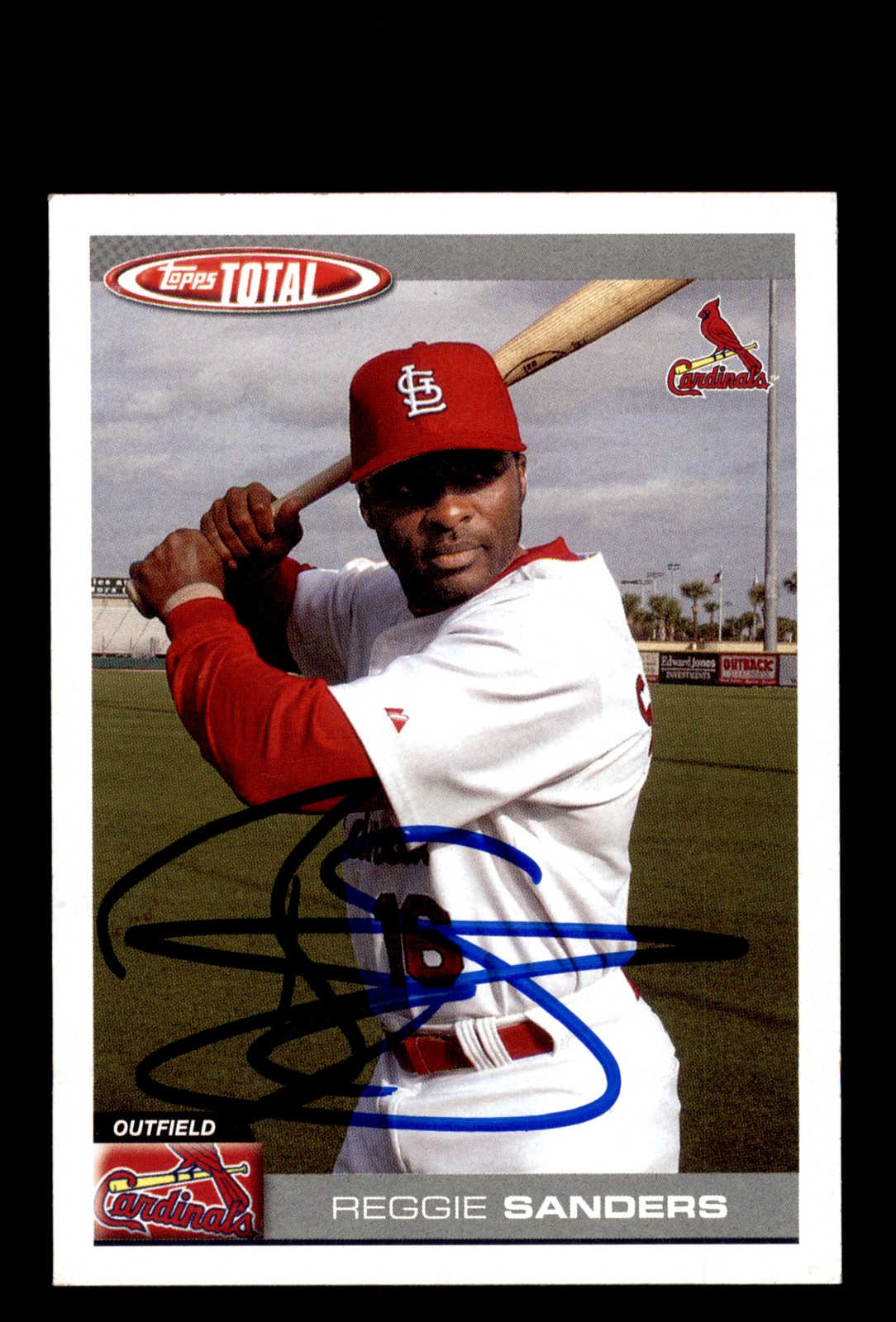 Signed Baseball Card Auto Reggie Sanders 2004 Topps Total #268 Cardinals