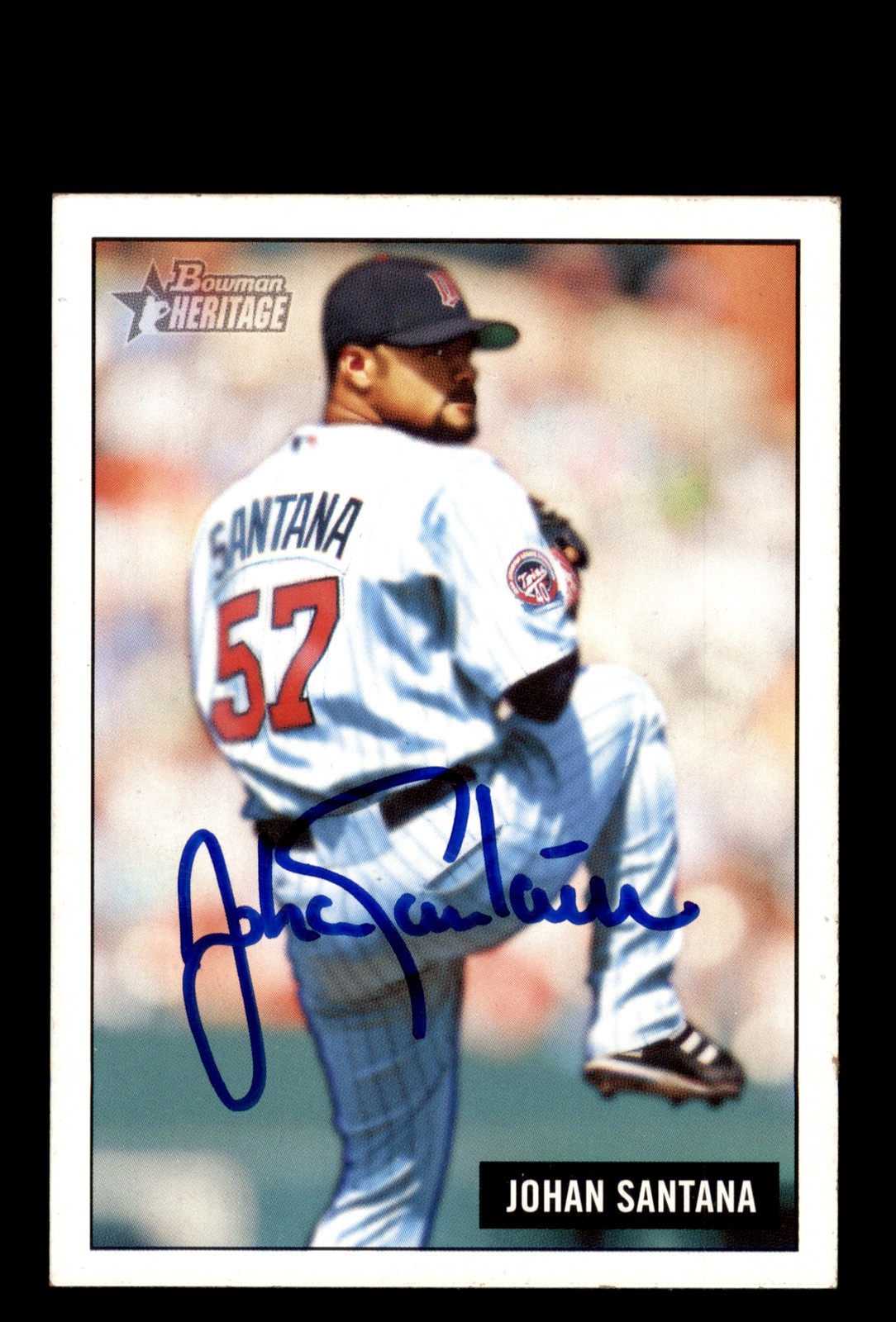 Signed Baseball Card Auto Johan Santana 2005 Bowman Heritage #150 Twins