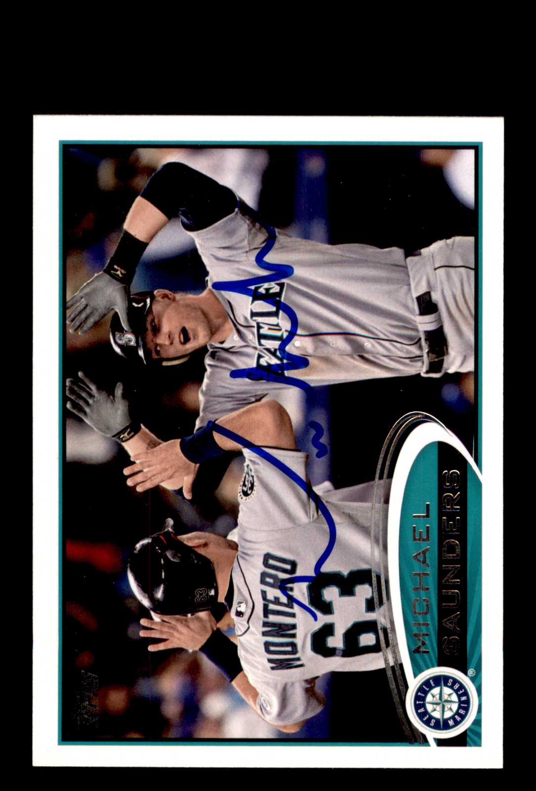 Signed Baseball Card Auto Michael Saunders 2012 Topps #US90 Seattle Mariners