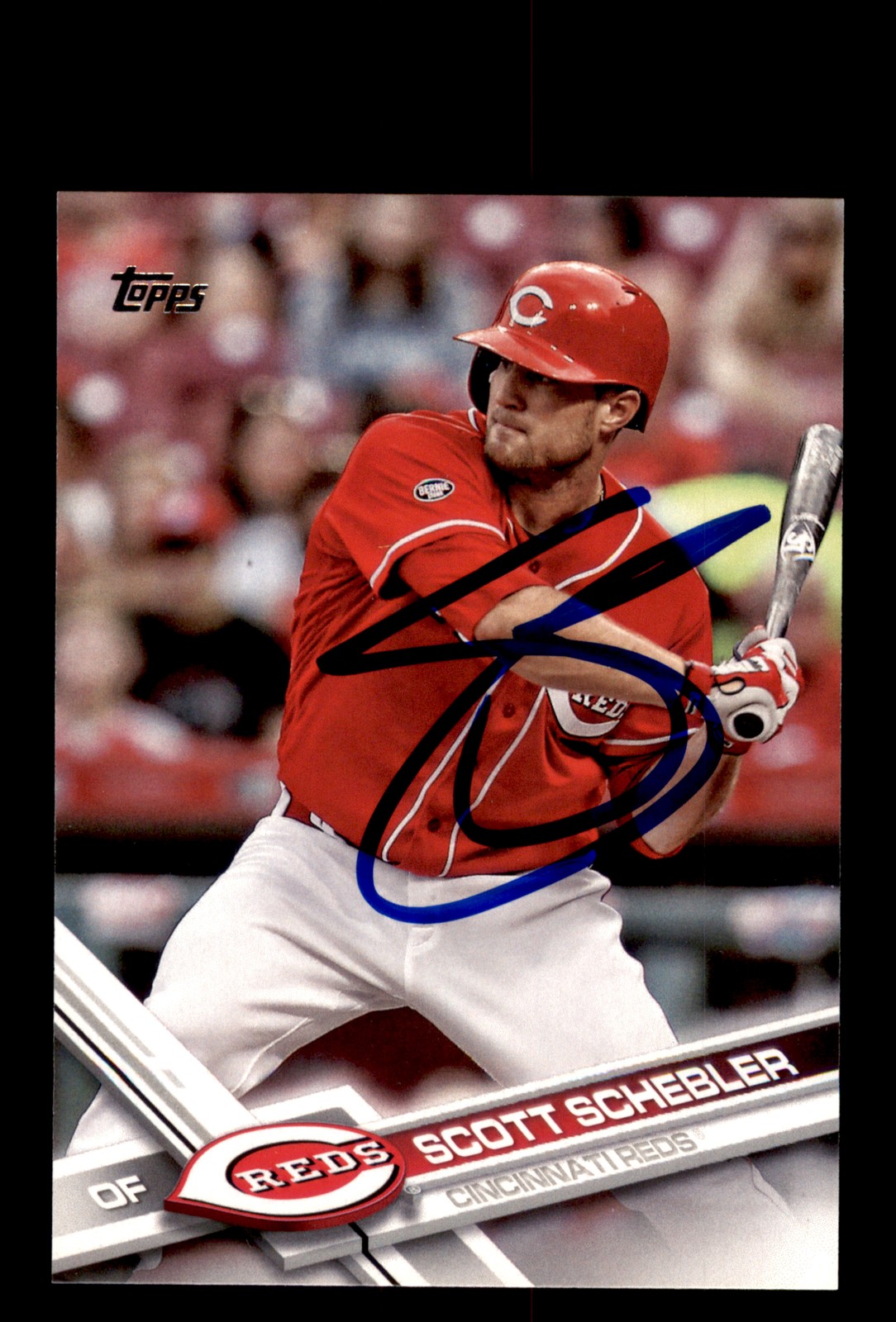 Signed Baseball Card Auto Scott Schebler 2017 Topps #310 Cincinnati Reds