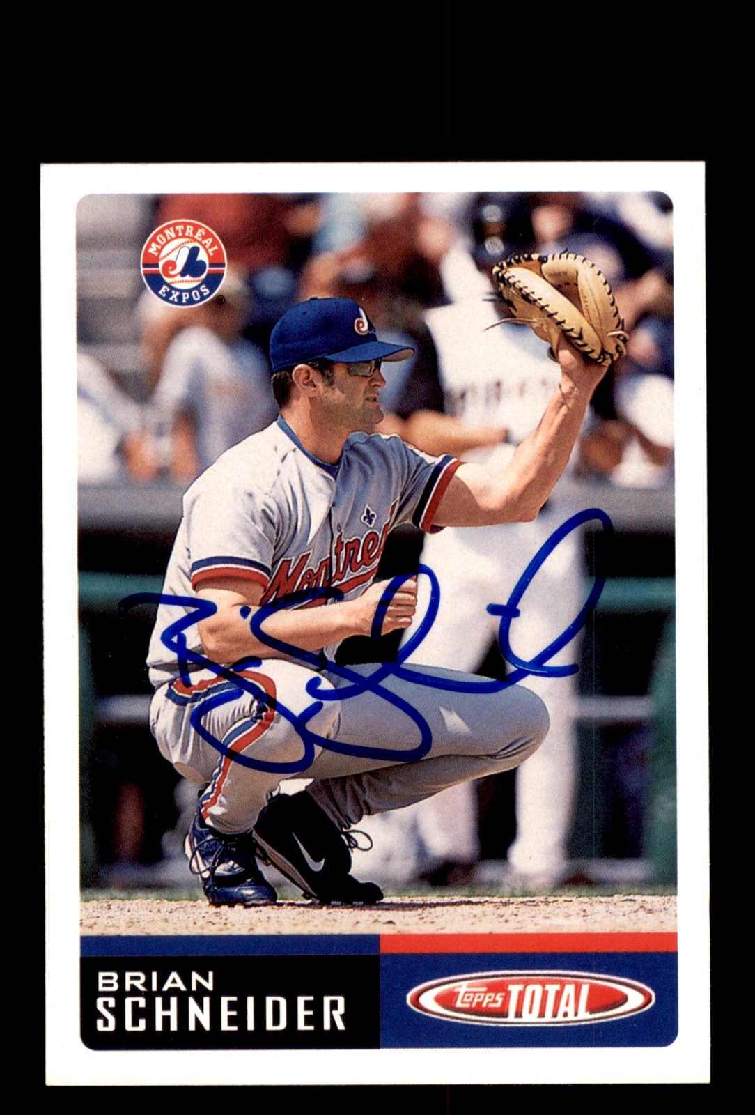 Signed Baseball Card Auto Brian Schneider 2002 Topps Total #405 Montreal Expos