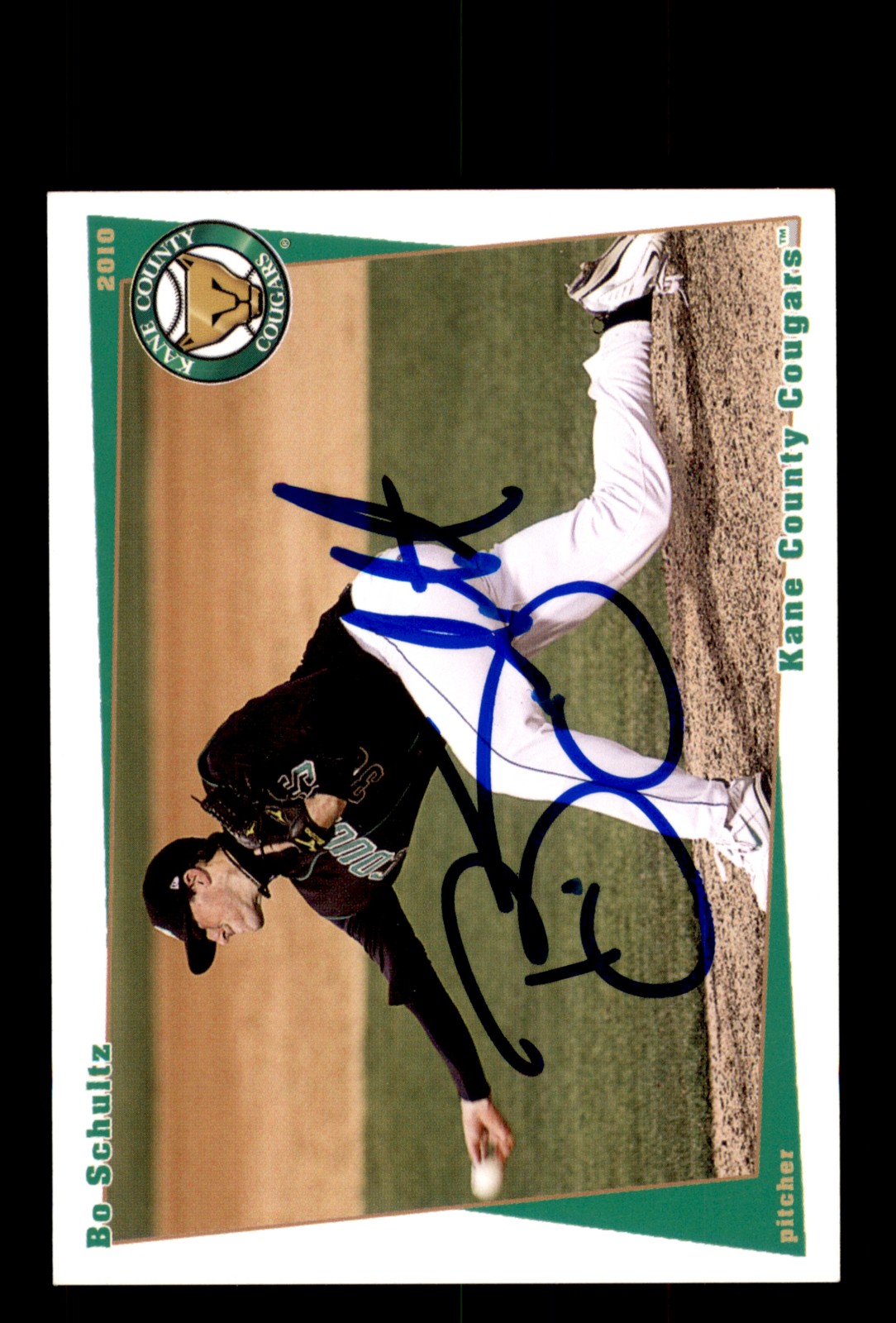 Signed Baseball Card Auto Bo Schultz 2010 Grandstand Kane County Cougars