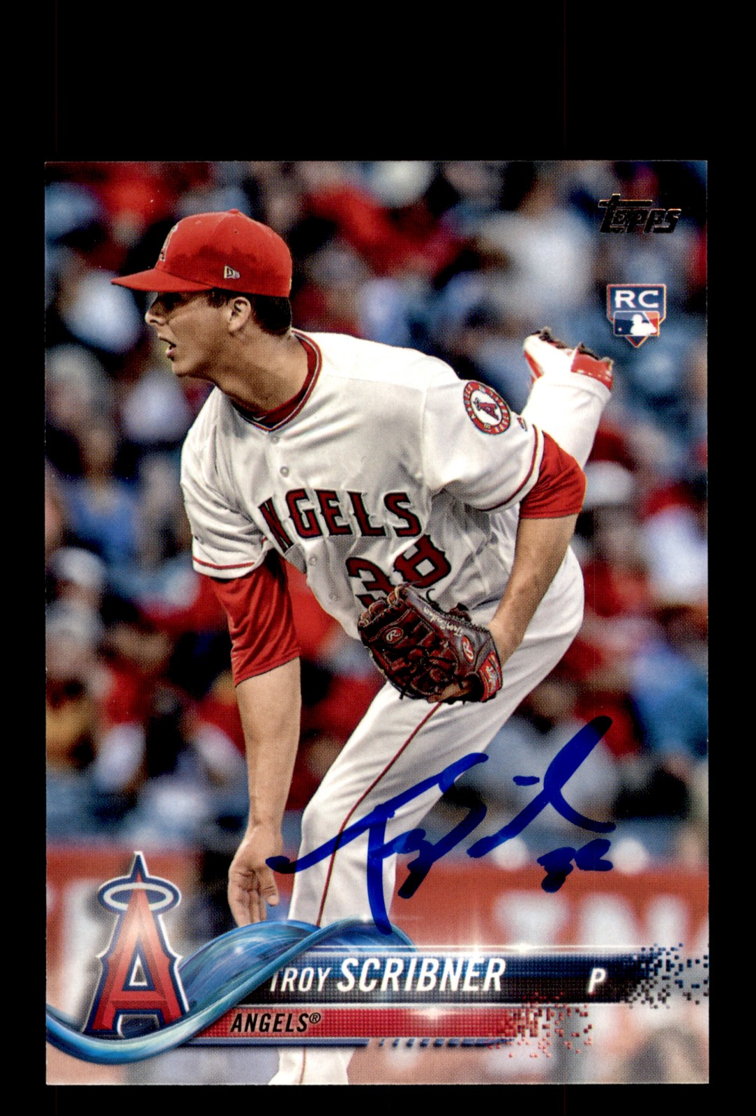 Signed Baseball Card Auto Troy Scribner 2018 Topps #440 Los Angeles Angels
