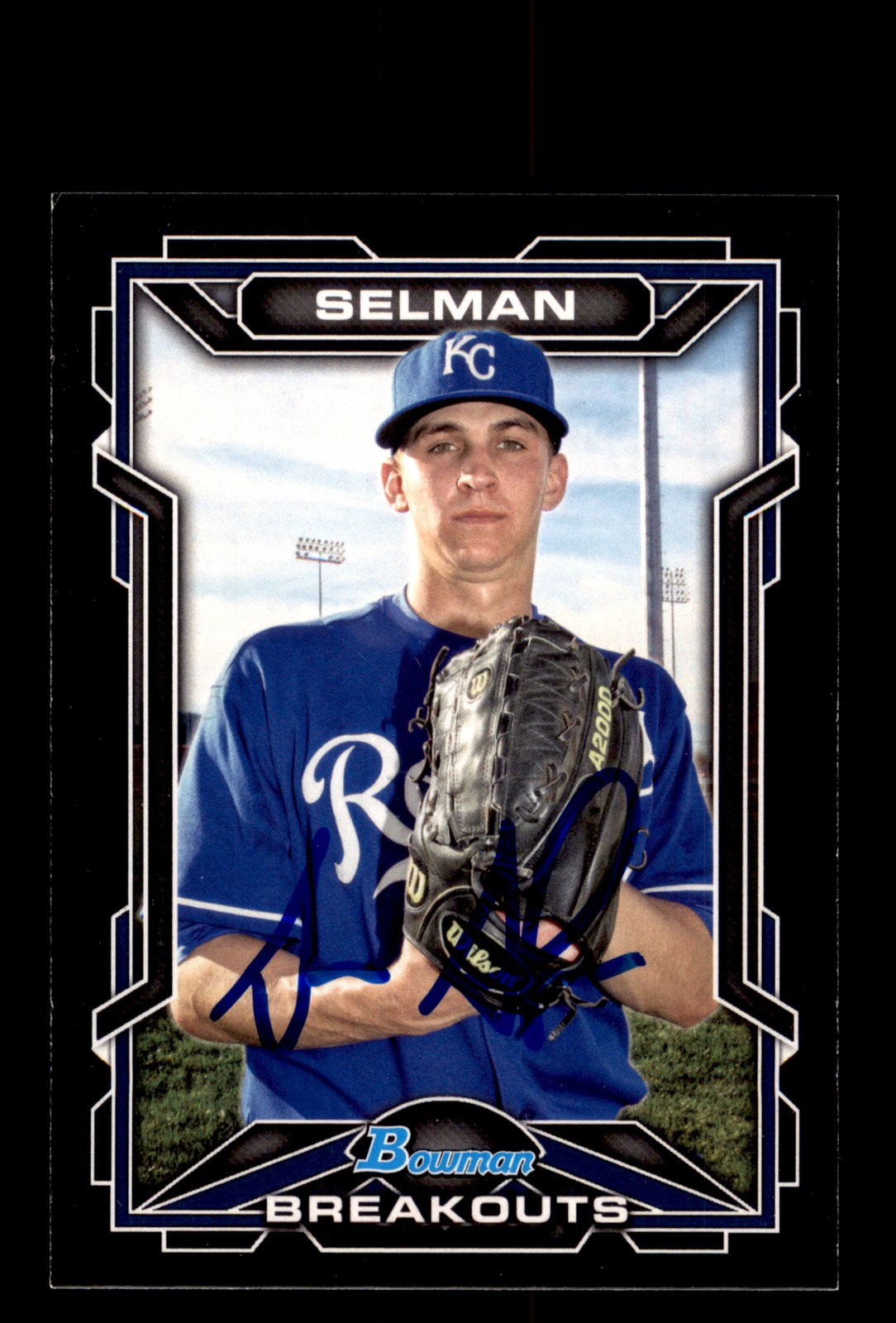 Signed Baseball Card Auto Sam Selman 2013 Bowman #BSB-SS Kansas City Royals