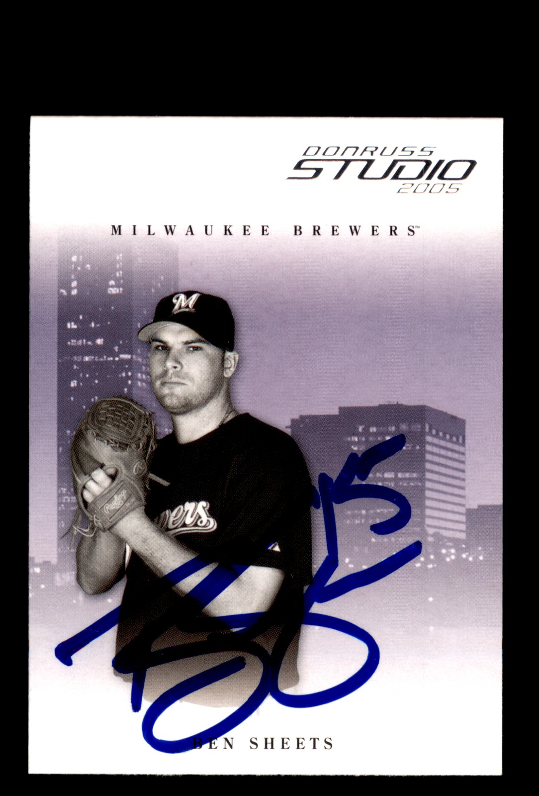 Signed Baseball Card Auto Ben Sheets 2005 Donruss Studio #160 Milwaukee Brewers
