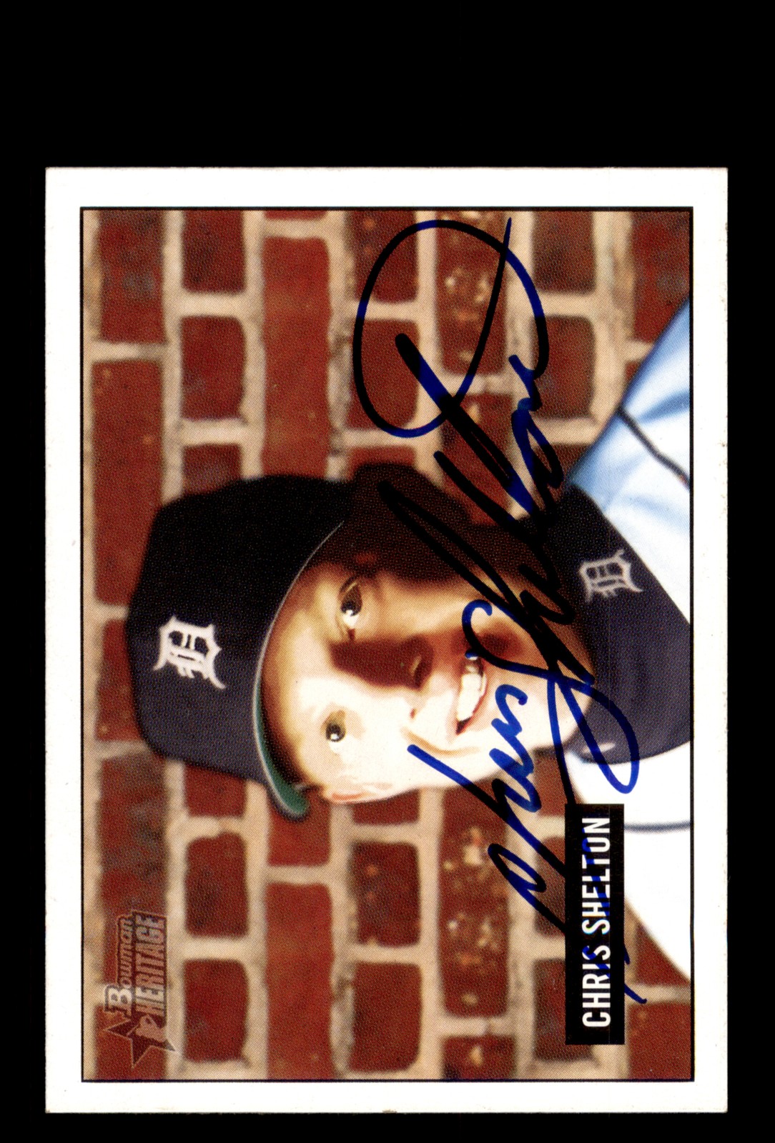 Signed Baseball Card Auto Chris Shelton 2005 Bowman Heritage #71 Detroit Tigers