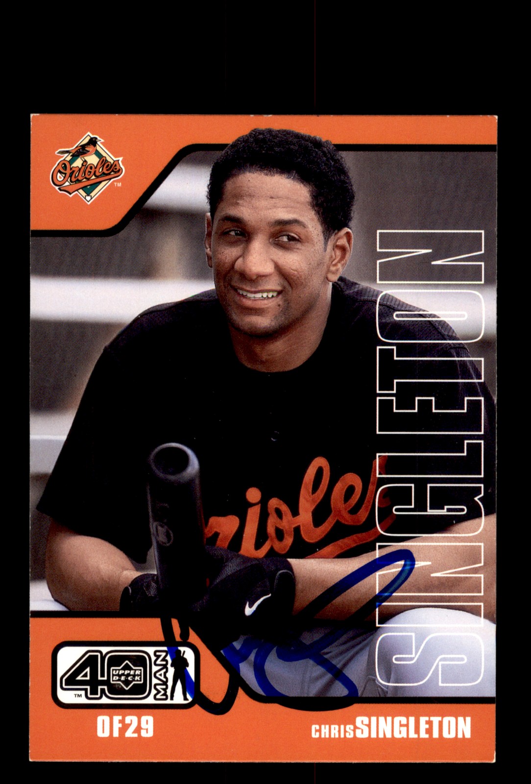 Signed Baseball Card Auto Chris Singleton 2002 Upper Deck 40-Man #222 Orioles