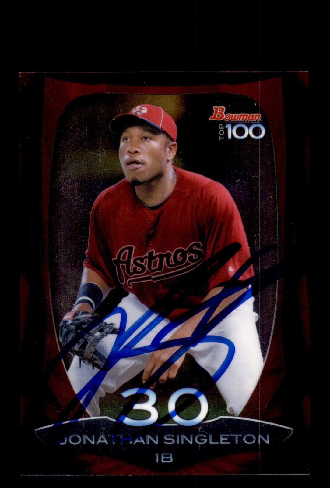 Signed Baseball Card Auto Jonathan Singleton 2013 Bowman #BTP-30 Houston Astros