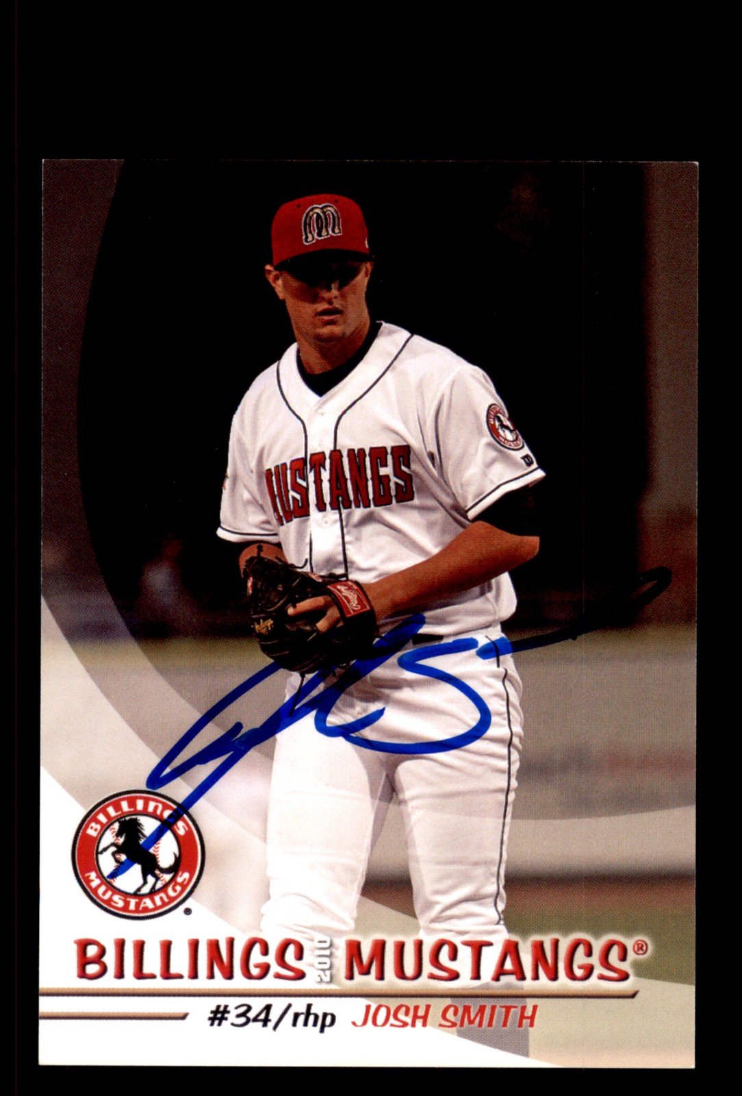 Signed Baseball Card Auto Josh Smith 2010 Grandstand Billings Mustangs