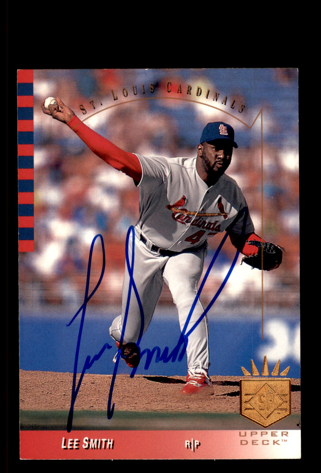 Signed Baseball Card Auto Lee Smith 1993 Upper Deck SP #78 St. Louis Cardinals