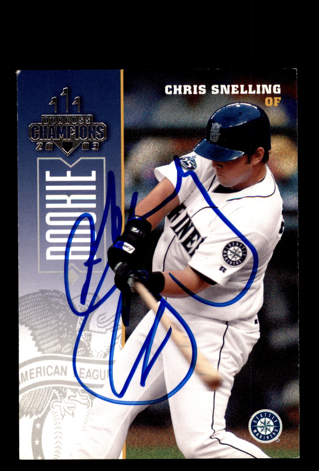 Signed Baseball Card Auto Chris Snelling 2003 Donruss Champions #233 Mariners