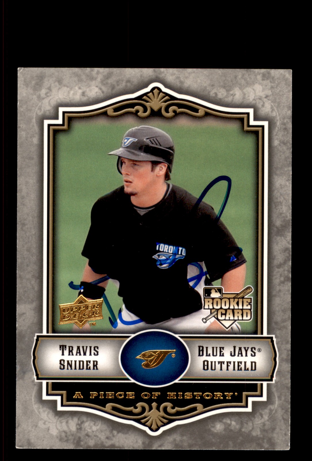 Signed Baseball Card Auto Travis Snider 2009 Upper Deck A Piece of History #134